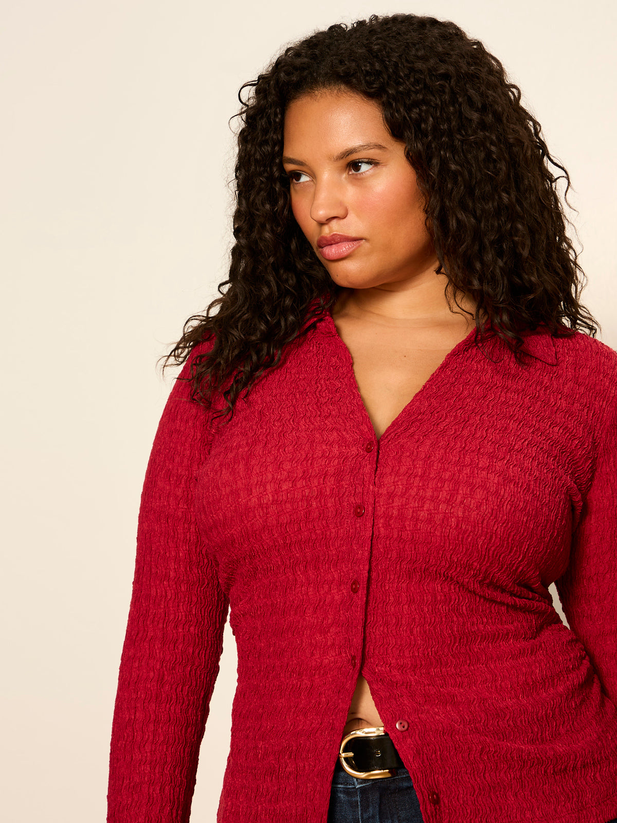 JUNO TEXTURED BUTTON FRONT RED BERRY | Sanctuary Clothing