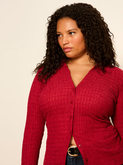 JUNO TEXTURED BUTTON FRONT RED BERRY | Sanctuary Clothing