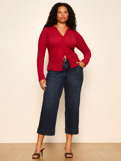 JUNO TEXTURED BUTTON FRONT RED BERRY | Sanctuary Clothing