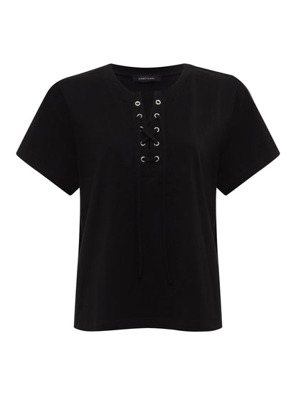 LACE UP TIMELESS TEE BLACK | Sanctuary Clothing