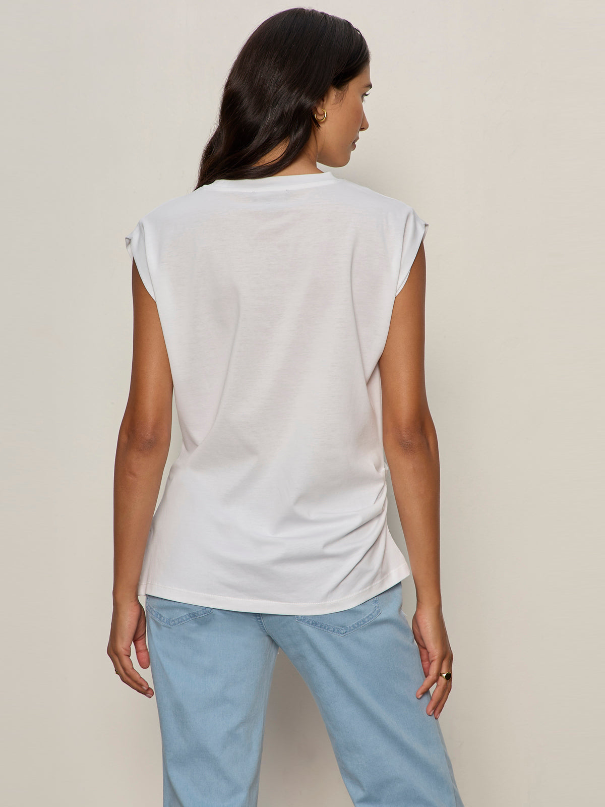 PLEATED MUSCLE TEE WHITE | Sanctuary Clothing