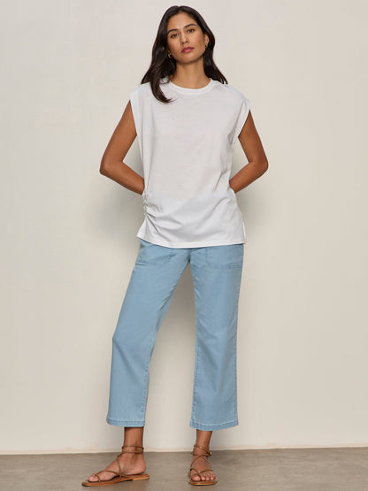 PLEATED MUSCLE TEE WHITE | Sanctuary Clothing