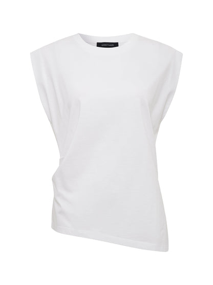 PLEATED MUSCLE TEE WHITE | Sanctuary Clothing