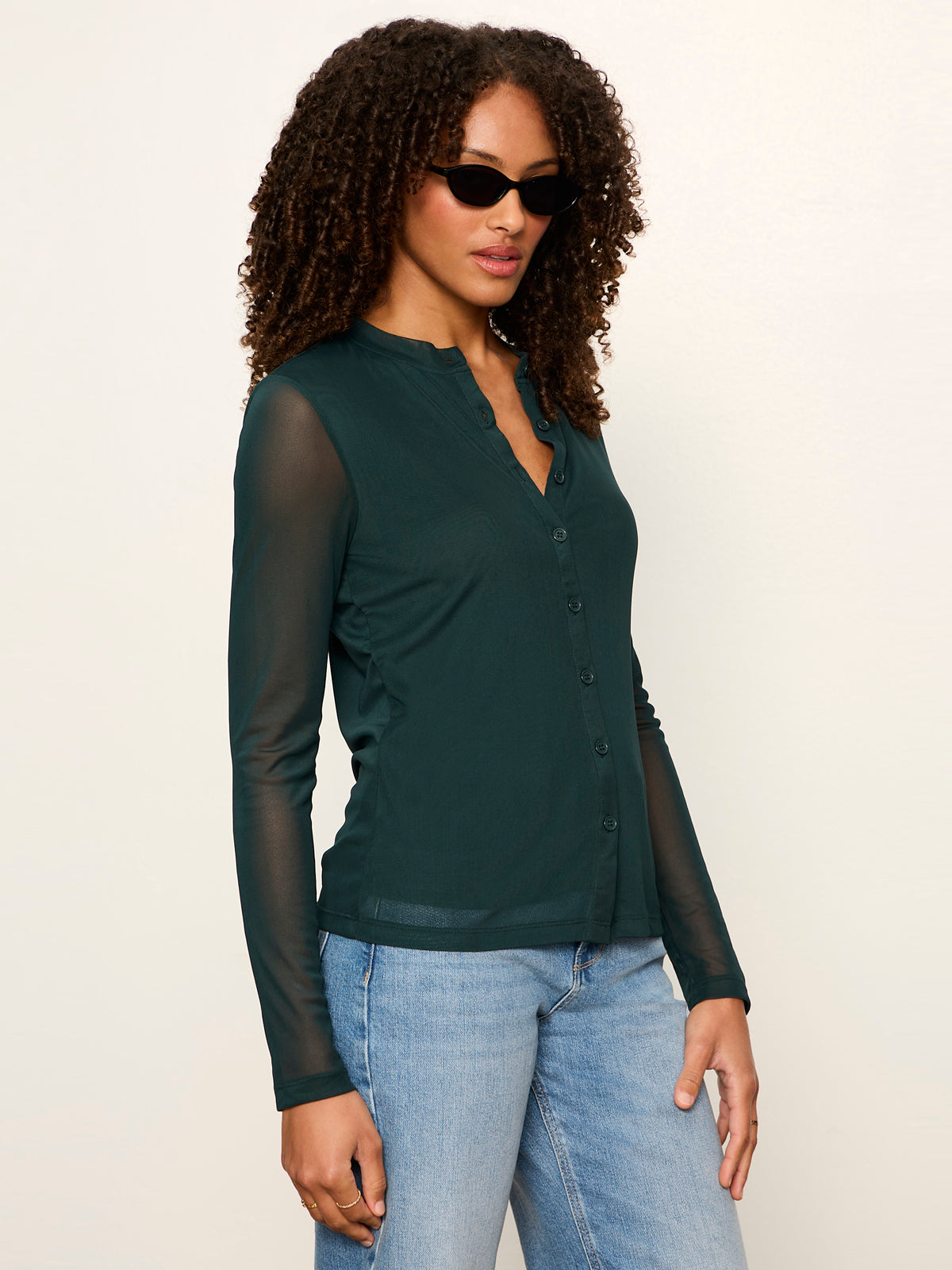 Mesh Long Sleeve Cardigan Forest | Sanctuary Clothing