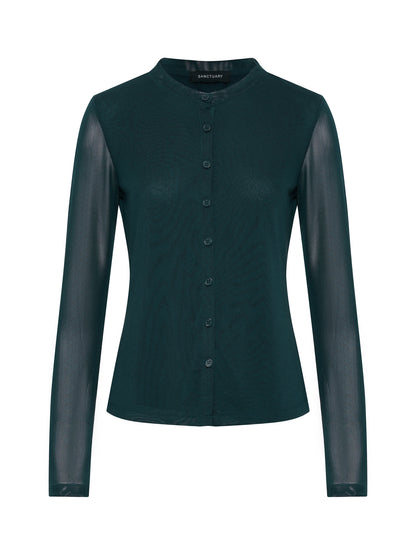 Mesh Long Sleeve Cardigan Forest | Sanctuary Clothing