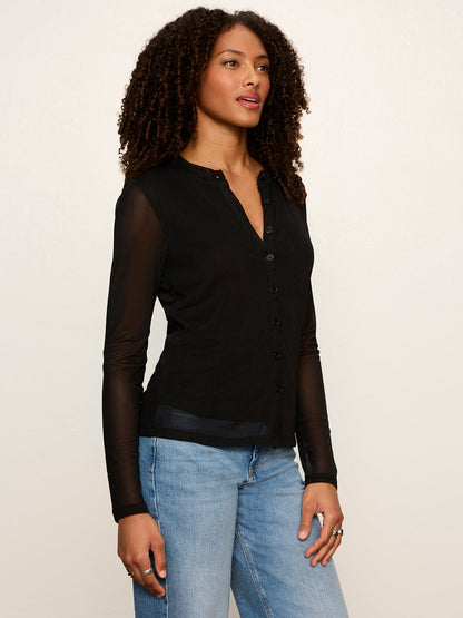 Mesh Long Sleeve Cardigan Black | Sanctuary Clothing