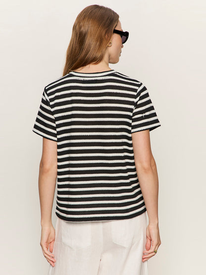 Perfect Textured Tee Black/Chalk Stripe | Sanctuary Clothing