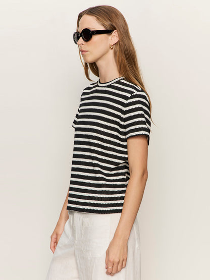 Perfect Textured Tee Black/Chalk Stripe | Sanctuary Clothing
