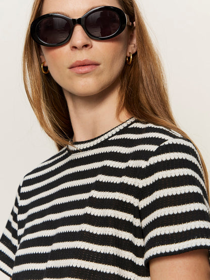 Perfect Textured Tee Black/Chalk Stripe | Sanctuary Clothing