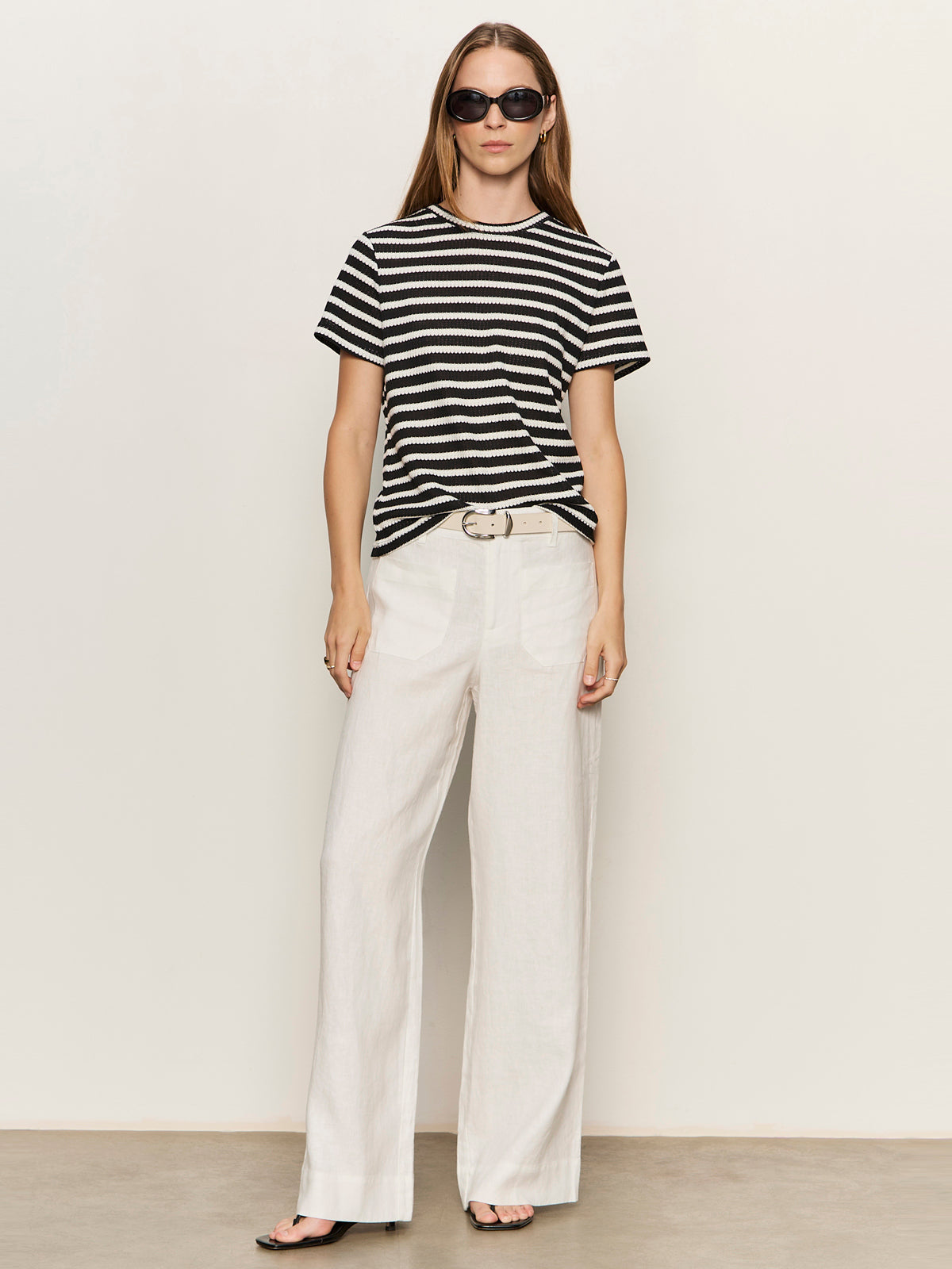 Perfect Textured Tee Black/Chalk Stripe | Sanctuary Clothing