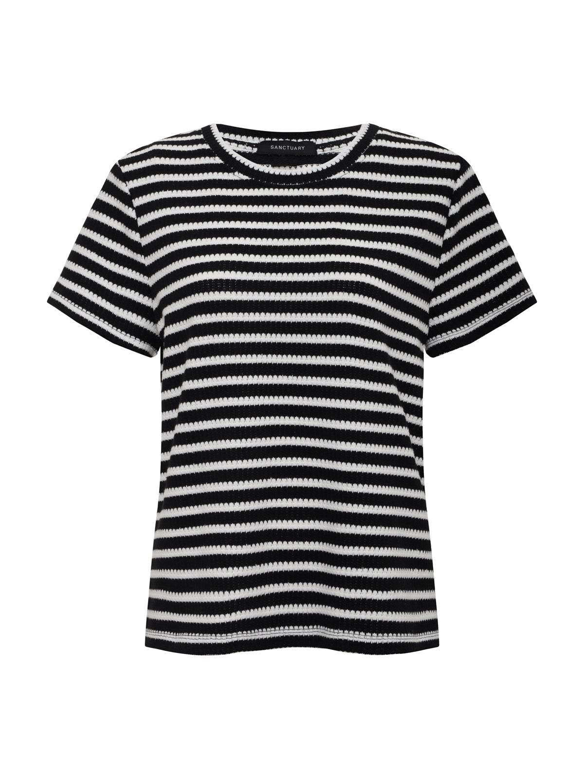 Perfect Textured Tee Black/Chalk Stripe | Sanctuary Clothing