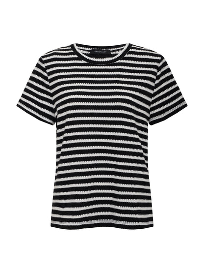 Perfect Textured Tee Black/Chalk Stripe | Sanctuary Clothing