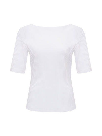BOATNECK RIBBED TOP WHITE | Sanctuary Clothing
