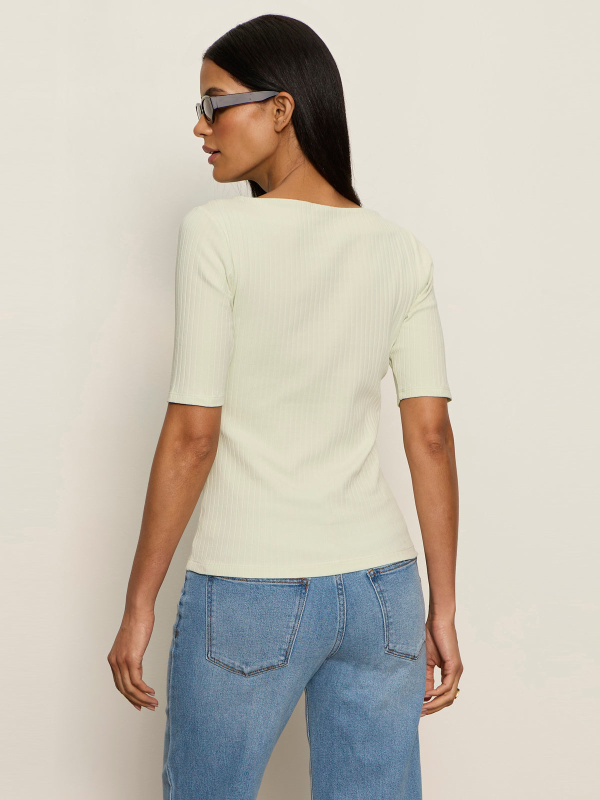 BOATNECK RIBBED TOP GREEN MIST | Sanctuary Clothing