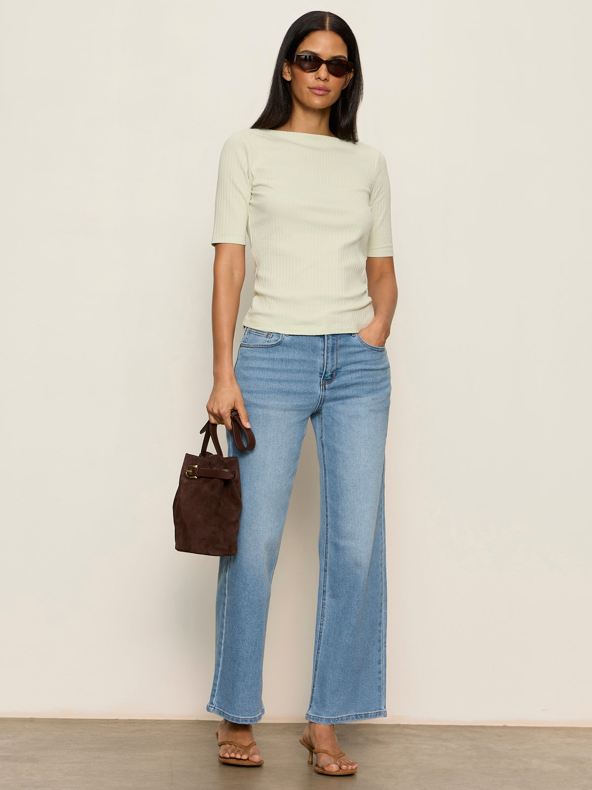 BOATNECK RIBBED TOP GREEN MIST | Sanctuary Clothing