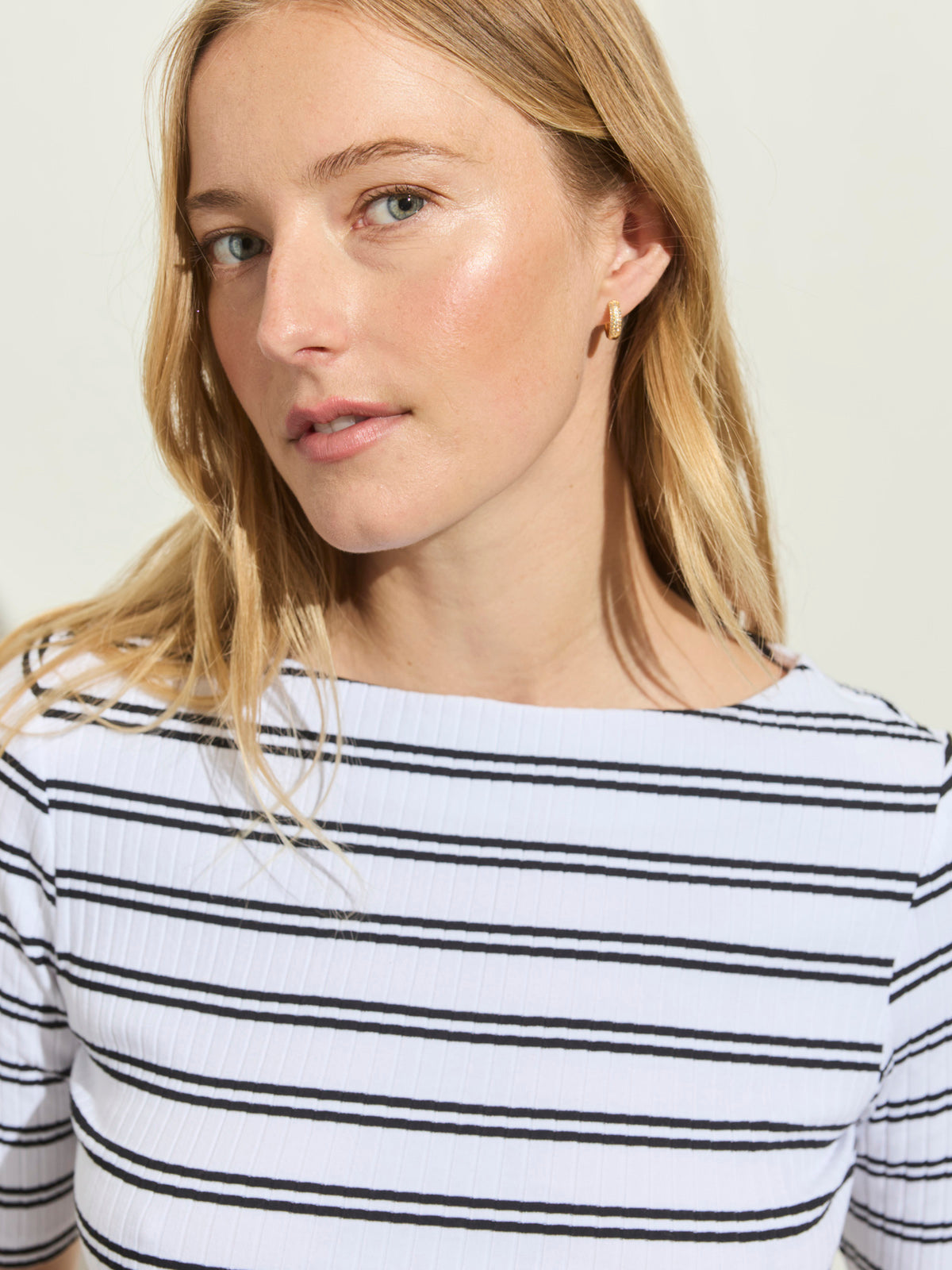 BOATNECK RIBBED TOP CHALK/BLACK STRIPE | Sanctuary Clothing