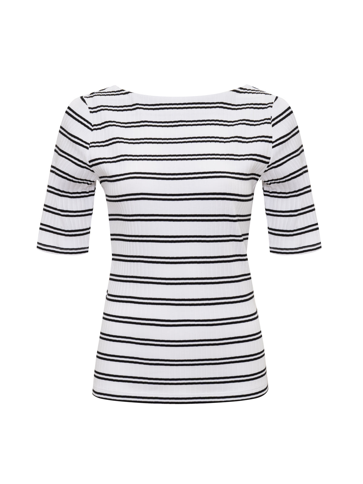 BOATNECK RIBBED TOP CHALK/BLACK STRIPE | Sanctuary Clothing