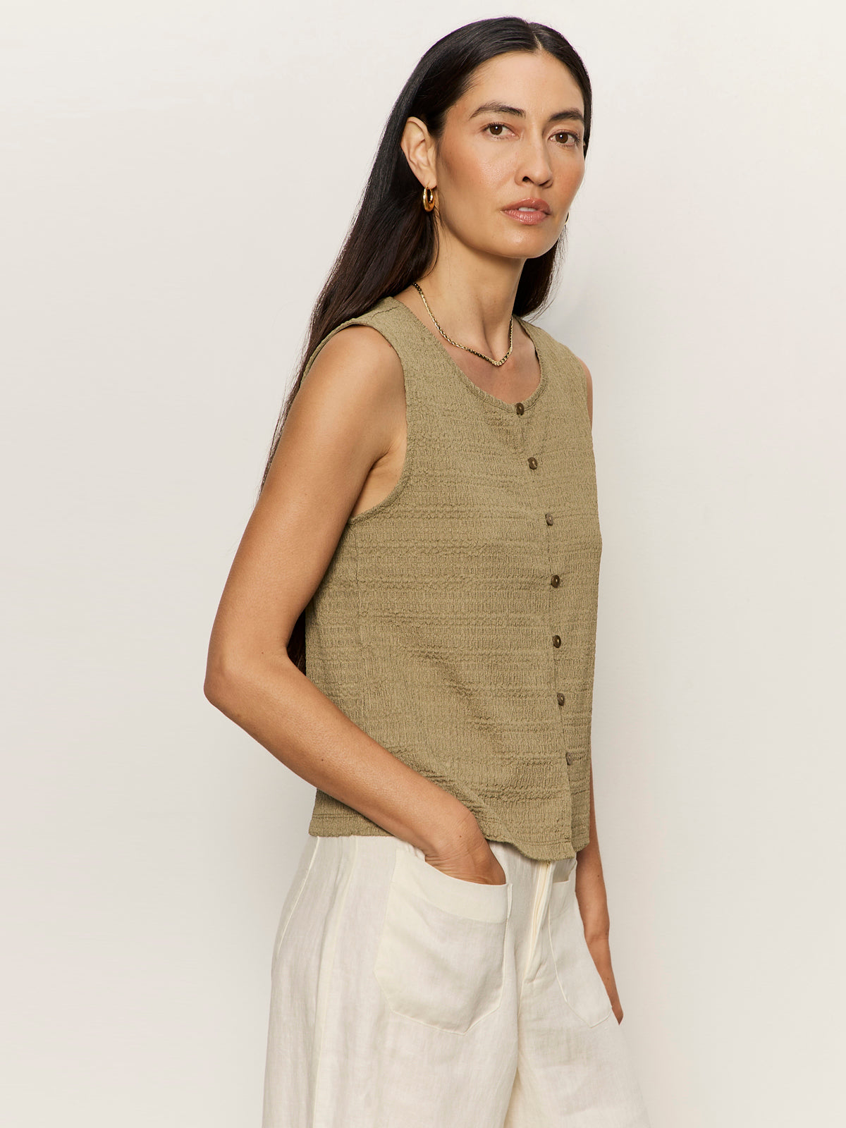TEXTURED VACATION SHELL COVERT GREEN | Sanctuary Clothing