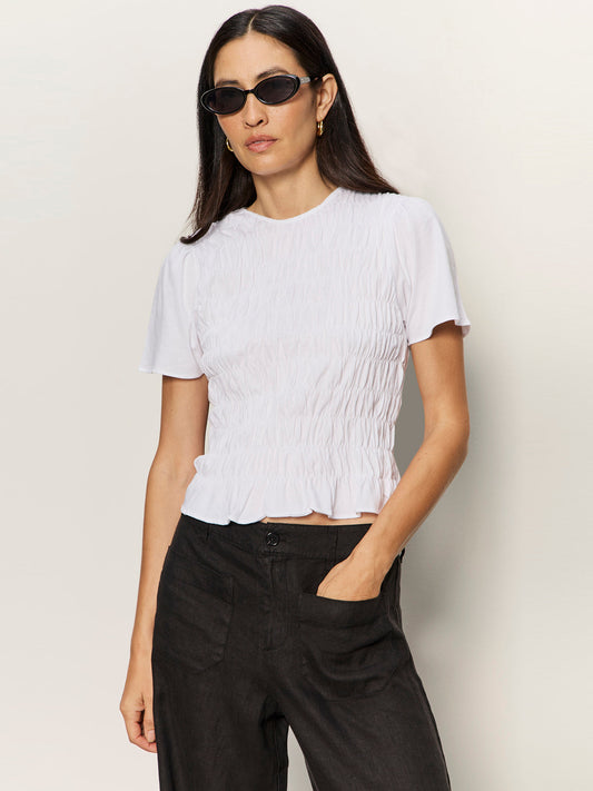 BETTER TOGETHER SMOCKED TOP WHITE | Sanctuary Clothing