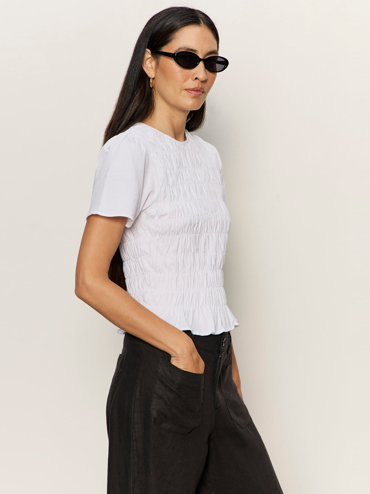 BETTER TOGETHER SMOCKED TOP WHITE | Sanctuary Clothing
