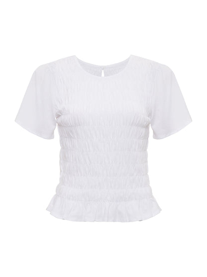 BETTER TOGETHER SMOCKED TOP WHITE | Sanctuary Clothing