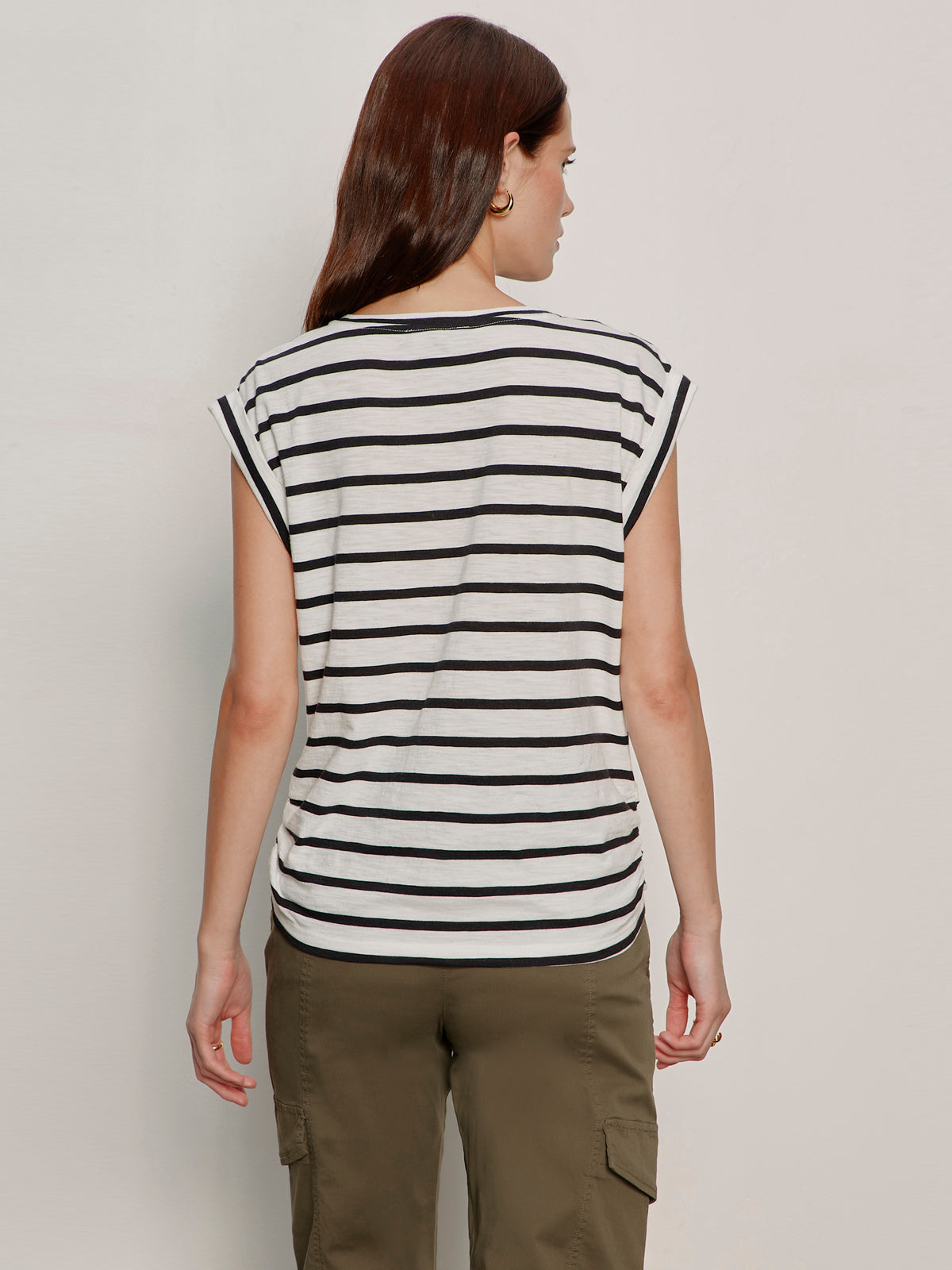 KNOTTED MUSCLE TEE CHALK/BLACK STRIPE | Sanctuary Clothing