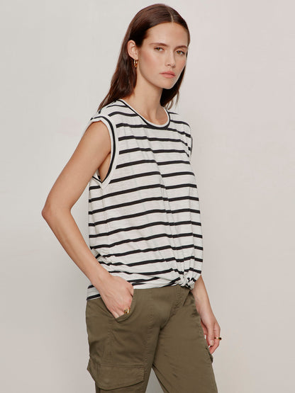 KNOTTED MUSCLE TEE CHALK/BLACK STRIPE | Sanctuary Clothing