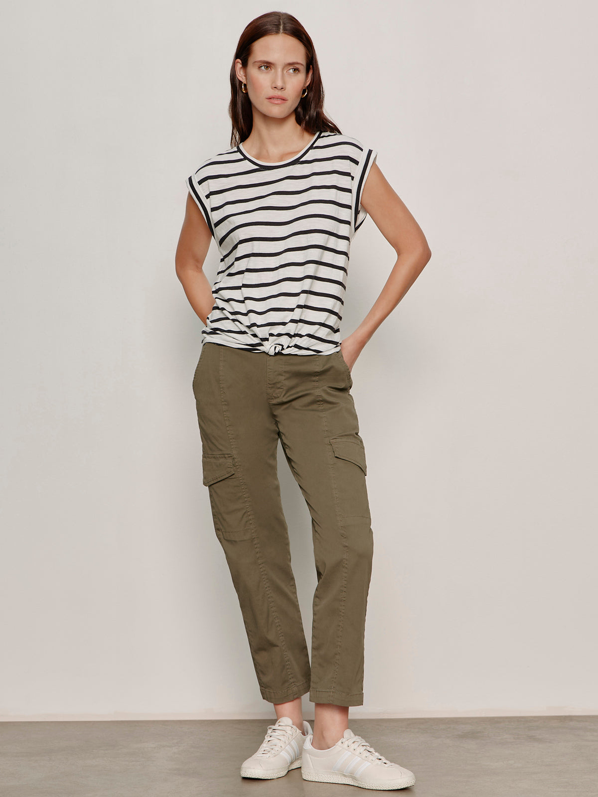 KNOTTED MUSCLE TEE CHALK/BLACK STRIPE | Sanctuary Clothing
