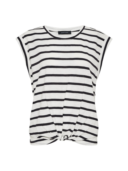 KNOTTED MUSCLE TEE CHALK/BLACK STRIPE | Sanctuary Clothing