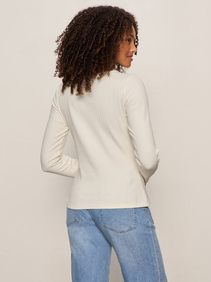 BUTTON FRONT RIBBED TOP COLLAGEN | Sanctuary Clothing