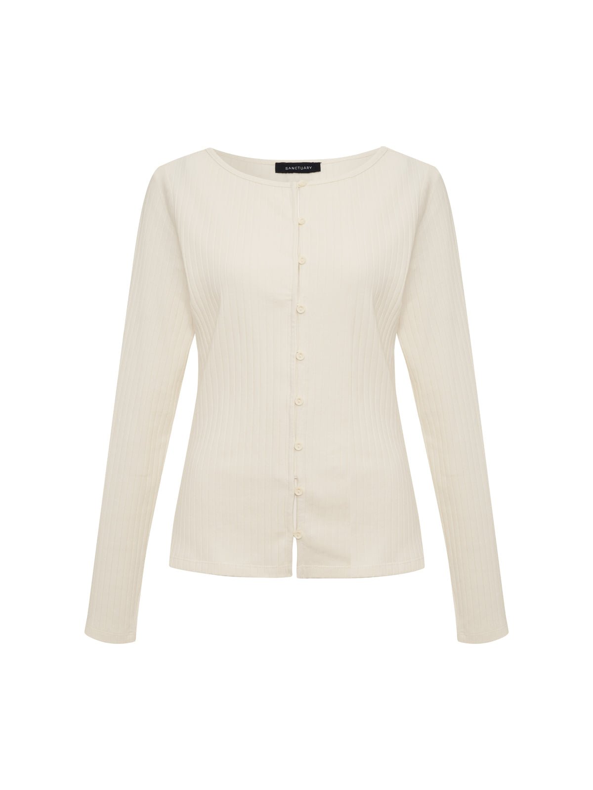 BUTTON FRONT RIBBED TOP COLLAGEN | Sanctuary Clothing