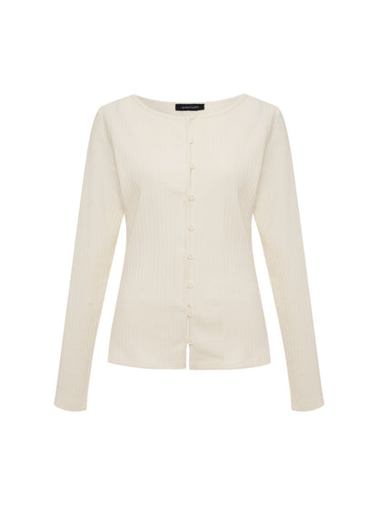 BUTTON FRONT RIBBED TOP COLLAGEN | Sanctuary Clothing