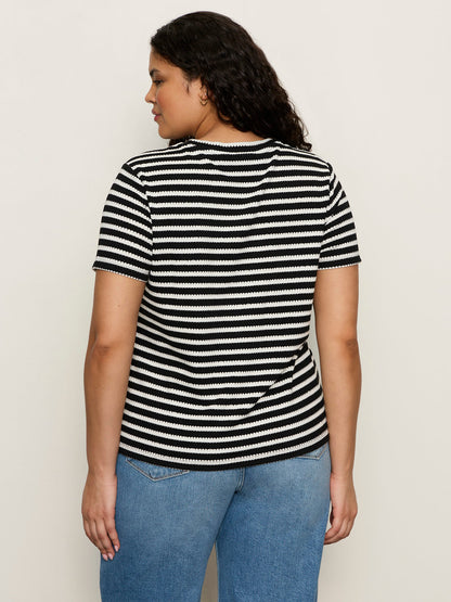 Perfect Textured Tee Black/Chalk Stripe Extended Sizing | Sanctuary Clothing