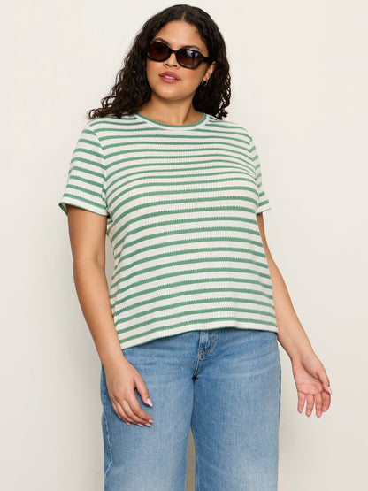 Perfect Textured Tee Chalk/Green Juice Strip Extended Sizing | Sanctuary Clothing