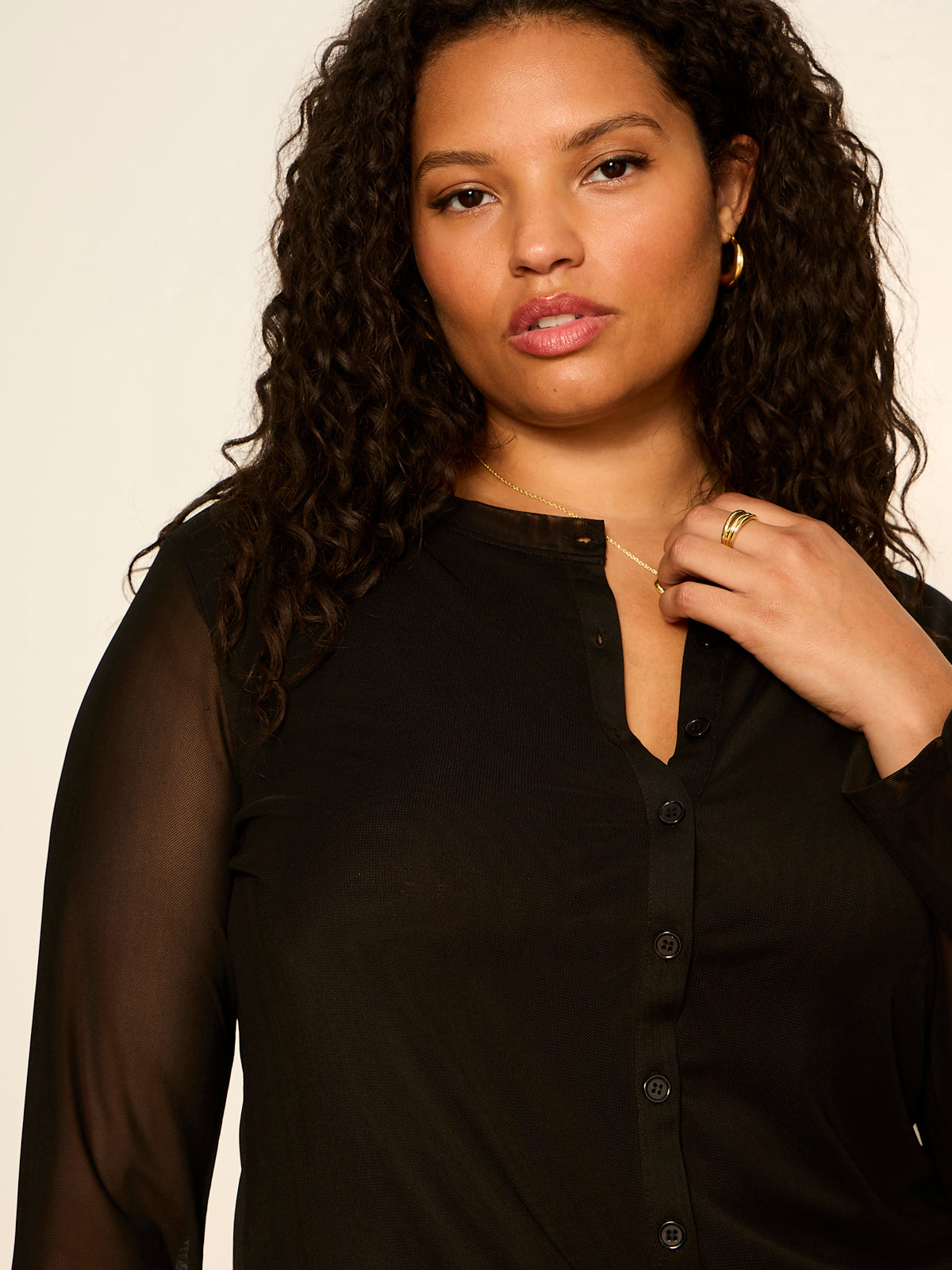 Mesh Long Sleeve Cardigan Black Extended Sizing | Sanctuary Clothing