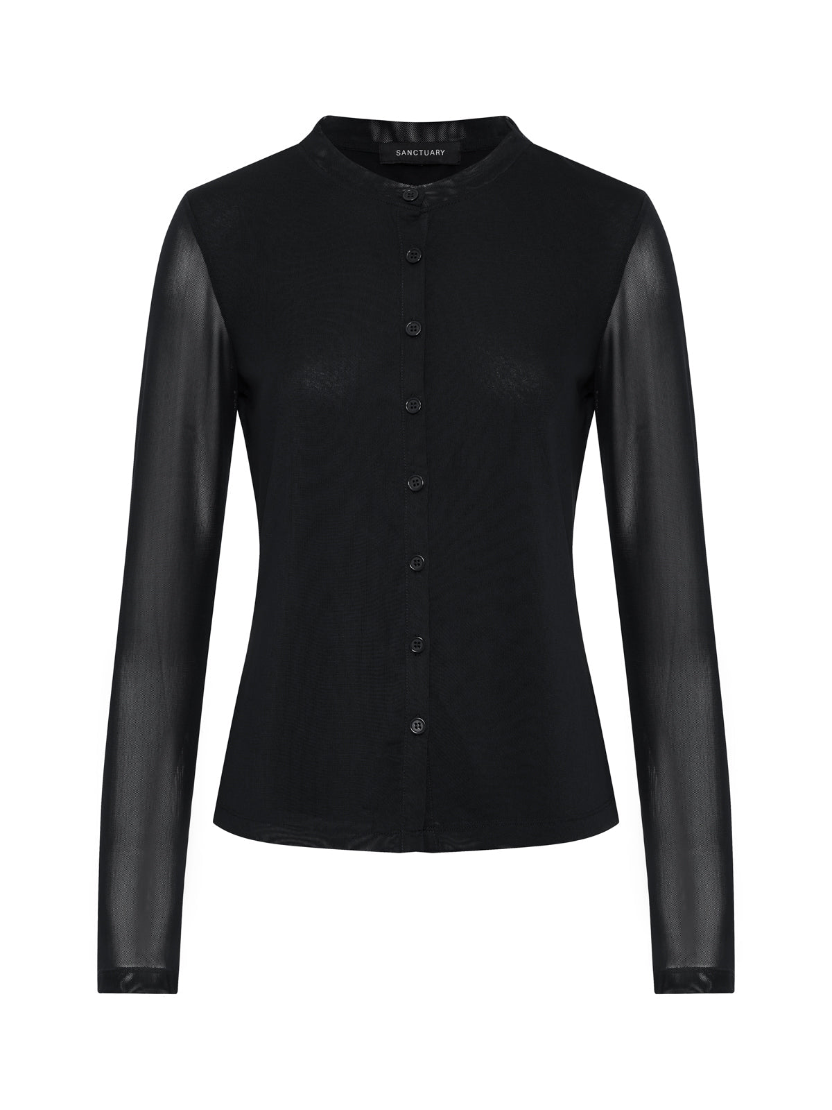 Mesh Long Sleeve Cardigan Black Extended Sizing | Sanctuary Clothing