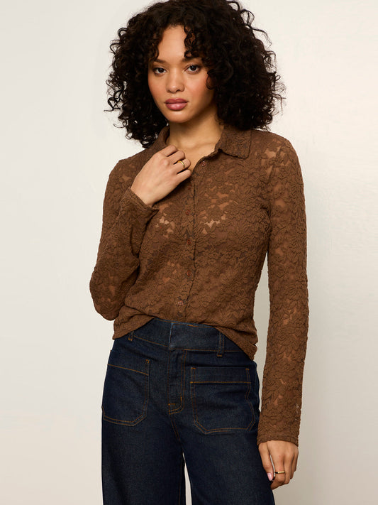 Dreamer Lace Shirt Cocoa Powder | Sanctuary Clothing