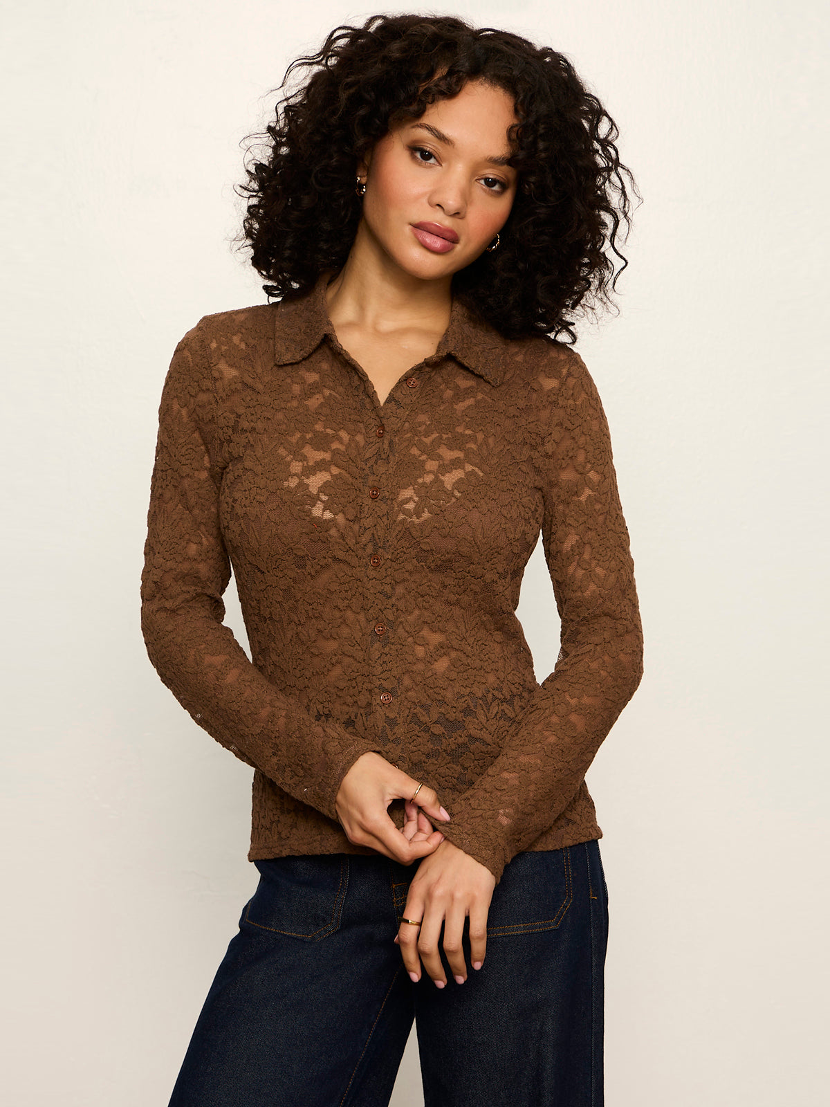 Dreamer Lace Shirt Cocoa Powder | Sanctuary Clothing