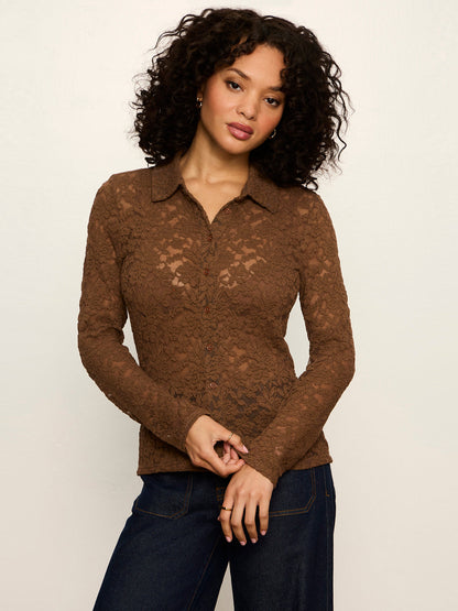 Dreamer Lace Shirt Cocoa Powder | Sanctuary Clothing