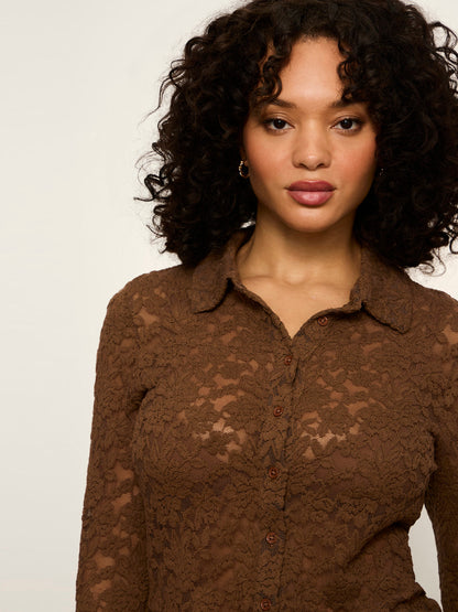Dreamer Lace Shirt Cocoa Powder | Sanctuary Clothing