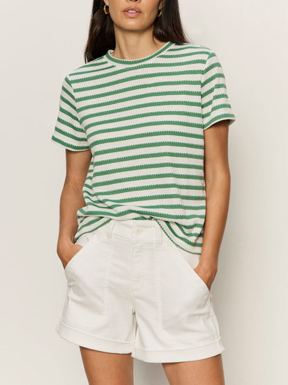 Perfect Texture Tee Chalk/Green Juice Stripe Petite Sizing | Sanctuary Clothing