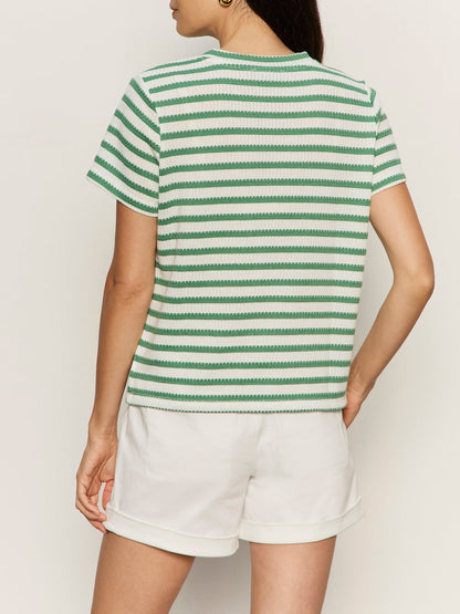 Perfect Texture Tee Chalk/Green Juice Stripe Petite Sizing | Sanctuary Clothing