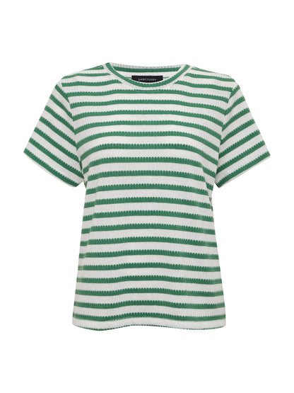 Perfect Texture Tee Chalk/Green Juice Stripe Petite Sizing | Sanctuary Clothing