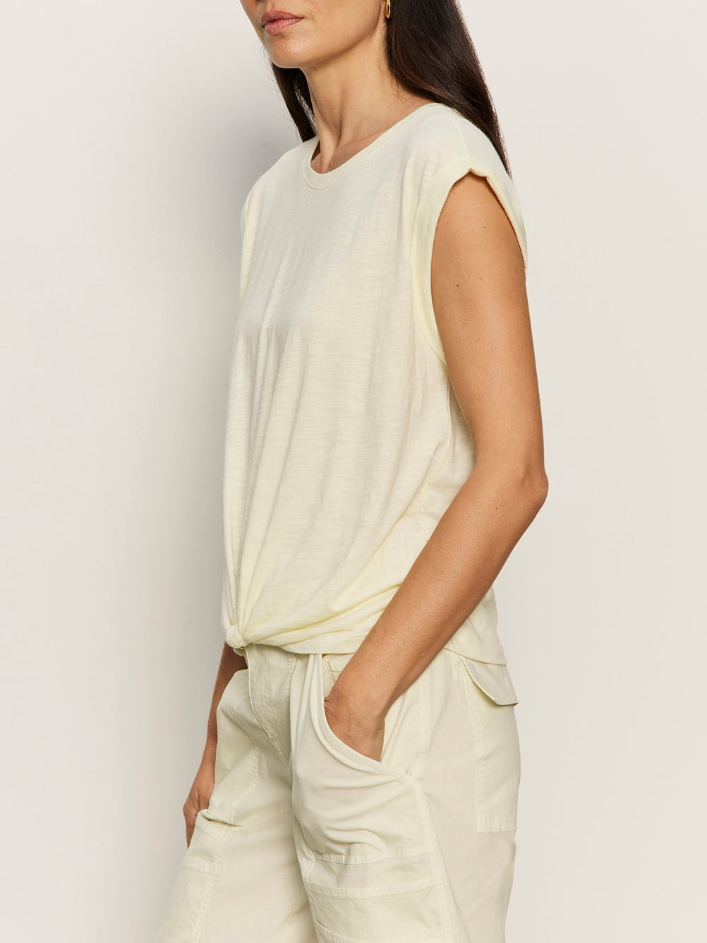 Knotted Muscle Tee Lemon Drop Petite Sizing | Sanctuary Clothing